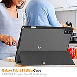 Θήκη Samsung Galaxy Tab S11 Ultra - OEM - Πλάτη από Συνθετικό Δέρμα (PU) με TPU - Γκρι - Stand - Εικόνα 10