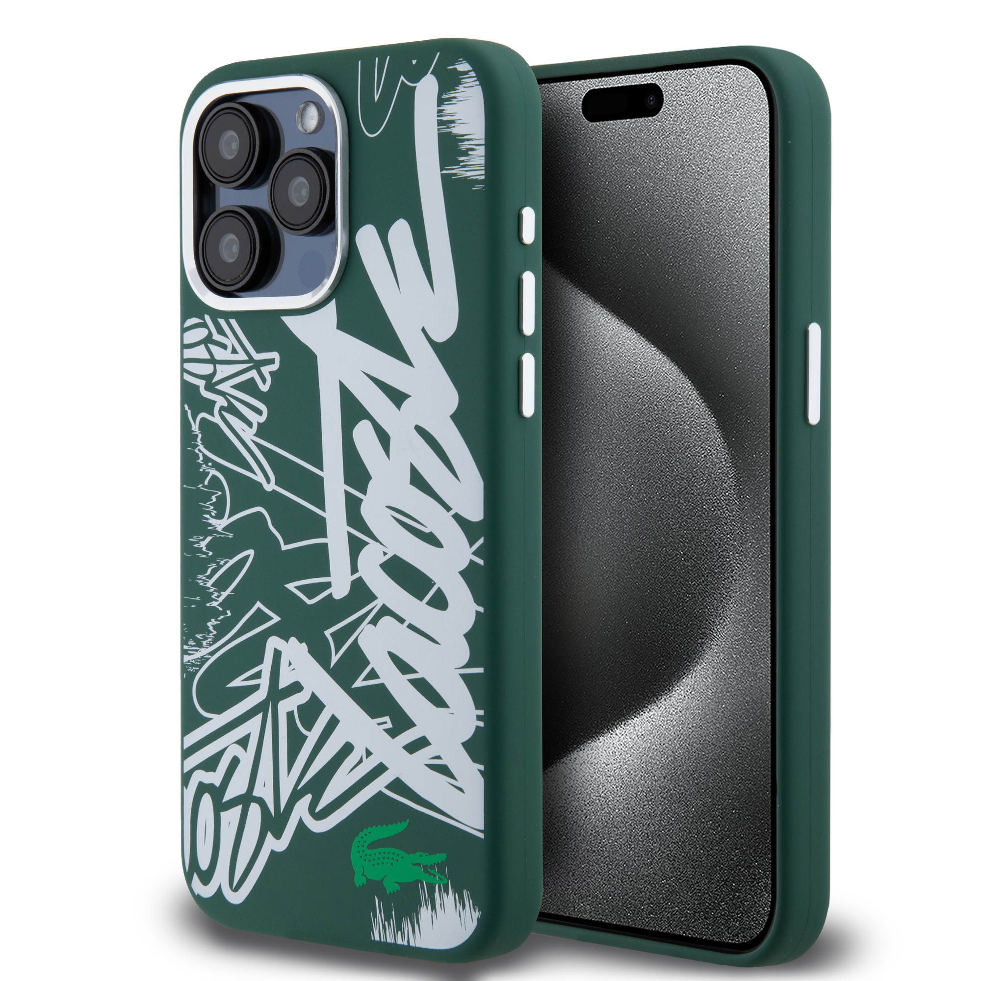 LCHCP15XGRAH_1 Lacoste Graffiti Hard Case Θήκη προστασίας από Liquid σιλικόνη iPhone 15 Pro Max (Πράσινο/Λευκό) - Image 1