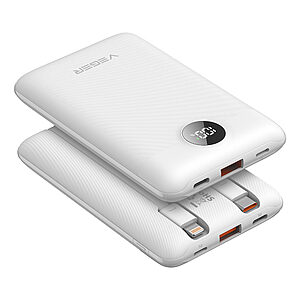 VEGER Power Banks & Φορτιστές - Επίσημο Brand Store Ελλάδα 23 Λευκό power bank με ενσωματωμένα καλώδια Lightning & USB-C και ψηφιακή οθόνη - Φόρτιση χωρίς άγχος με 10,000mAh χωρητικότητα και 35W ταχύτητα