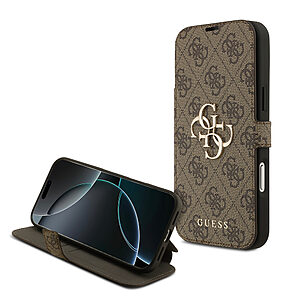 Κομψό καφέ σχέδιο με το εμβληματικό 4G μοτίβο της Guess και χρυσό μεταλλικό λογότυπο - Προστασία με στυλ που μετατρέπει το iPhone 17 Pro Max σε fashion statement