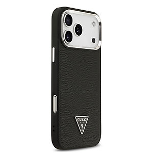 ΘΗΚΕΣ ΚΙΝΗΤΩΝ ΑΞΕΣΟΥΑΡ LG G Flex 2 56 Θήκη Guess Magsafe με metal triangle logo TPU και επικάλυψη δερματίνης με ανάγλυφη επιφάνεια για iPhone 17 Pro max μαύρο - Εικόνα 2