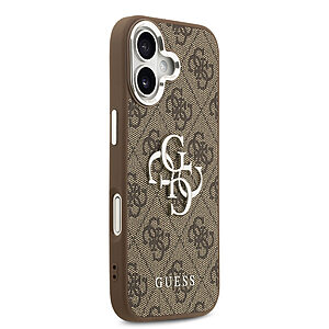 ΘΗΚΕΣ ΚΙΝΗΤΩΝ ΑΞΕΣΟΥΑΡ LG G2 60 Θήκη Guess με ασημί 4G metal logo TPU και επικάλυψη δερματίνης για iPhone 17 καφέ - Εικόνα 2
