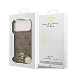 Θήκη Guess με διακριτικό χρυσό 4G metal logo με strass TPU και επικάλυψη δερματίνης μεταλλικά χρυσά κουμπιά για iPhone 17 Pro Max καφέ - Εικόνα 4