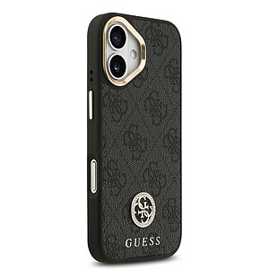 ΘΗΚΕΣ ΚΙΝΗΤΩΝ ΑΞΕΣΟΥΑΡ LG G2 62 Θήκη Guess με διακριτικό χρυσό 4G metal logo TPU και επικάλυψη δερματίνης και κομψό strap λαιμού για iPhone 17 μαύρο - Εικόνα 2
