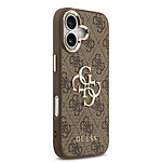 Θήκη Guess με χρυσό 4G metal logo TPU και επικάλυψη δερματίνης για iPhone 17 καφέ - Εικόνα 2