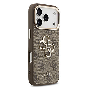 ΘΗΚΕΣ ΚΙΝΗΤΩΝ ΑΞΕΣΟΥΑΡ NOKIA LUMIA 820 18 Θήκη Guess με χρυσό 4G metal logo TPU και επικάλυψη δερματίνης για iPhone 17 Pro καφέ - Εικόνα 2