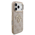 Θήκη Guess με χρυσό 4G metal logo TPU και επικάλυψη δερματίνης για iPhone 17 Pro ροζ - Εικόνα 2