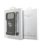 Θήκη Guess με χρυσό 4G metal logo TPU και επικάλυψη δερματίνης και κομψό strap χειρός με χάντρες για iPhone 17 Pro Max μαύρο - Εικόνα 4