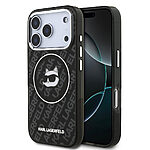 Μαύρη θήκη Karl Lagerfeld με εμβληματικό σχέδιο Choupette και MagSafe - Στυλ haute couture που προστατεύει την iPhone 17 Pro σου με TPU αντοχής