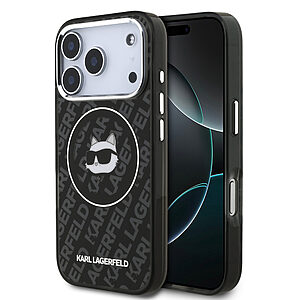 Μαύρη θήκη Karl Lagerfeld με εμβληματικό σχέδιο Choupette και MagSafe - Στυλ haute couture που προστατεύει την iPhone 17 Pro σου με TPU αντοχής