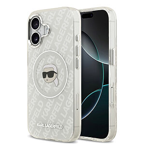 Διάφανη θήκη με iconic Karl Lagerfeld logo και μοναδικό IML Aquarelle pattern - Συμβατή με Magsafe για εύκολη ασύρματη φόρτιση και premium στυλ