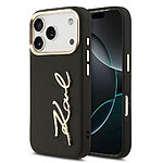 Μαύρη θήκη premium με χρυσή ανάγλυφη υπογραφή Karl Lagerfeld - Προστασία με στυλ που συνδυάζει πολυτέλεια και λειτουργικότητα για το iPhone 17 Pro σου