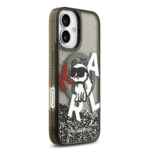Θήκη Karl Lagerfeld Magsafe με liquid glitter & Choupette logο για iPhone 17 μαύρο - Εικόνα 2