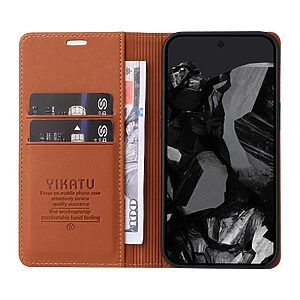Θήκη Google Pixel 10 Pro XL 5G / 9 Pro XL 5G - YIKATU YK-001 - Flip Πορτοφόλι από Συνθετικό Δέρμα (PU) με TPU - Καφέ - Wallet/Stand - Εικόνα 2