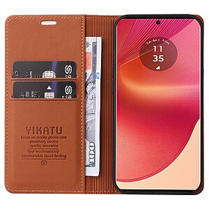 ΘΗΚΕΣ ΚΙΝΗΤΩΝ ΑΞΕΣΟΥΑΡ NOKIA MICROSOFT LUMIA 535 48 Θήκη Motorola Edge 50 Fusion 5G - YIKATU YK-001 - Flip Πορτοφόλι από Συνθετικό Δέρμα (PU) με TPU - Καφέ - Wallet/Stand - Εικόνα 2