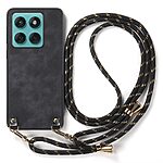 Θήκη Motorola Edge 60 Fusion 5G - OEM - Πλάτη από Συνθετικό Δέρμα (PU) με TPU - Μαύρο - Λουράκι - Εικόνα 2