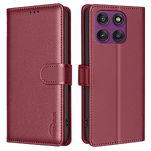 Θήκη Motorola Edge 60 Pro 5G - BINFEN COLOR BF32 - Flip Πορτοφόλι από Συνθετικό Δέρμα (PU) με TPU - Κόκκινο - RFID/Wallet/Stand