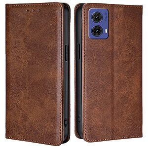 Θήκη Motorola Moto G85 5G - OEM - Flip Πορτοφόλι από Συνθετικό Δέρμα (PU) με TPU - Καφέ - Wallet/Stand