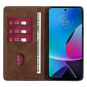 Θήκες Κινητών Αξεσουάρ Motorola Moto G85 5G 8 Θήκη Motorola Moto G85 5G - OEM - Flip Πορτοφόλι από Συνθετικό Δέρμα (PU) με TPU - Καφέ - Wallet/Stand - Εικόνα 2