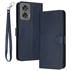 Θήκη Motorola Moto G85 5G - OEM - Flip Πορτοφόλι από Συνθετικό Δέρμα (PU) με TPU - Μπλε - Wallet/Stand/Λουράκι