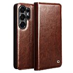 Θήκη Samsung Galaxy S26 Ultra 5G - QIALINO - Flip Πορτοφόλι από Αυθεντικό Δέρμα - Καφέ - Wallet/Stand