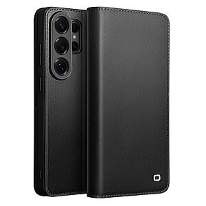 Θήκη Samsung Galaxy S26 Ultra 5G - QIALINO - Flip Πορτοφόλι από Αυθεντικό Δέρμα - Μαύρο - Wallet/Stand