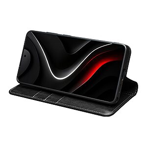 Θήκες Κινητών Αξεσουάρ Huawei P40 Pro Plus 32 Θήκη Samsung Galaxy S26 Ultra 5G - QIALINO - Flip Πορτοφόλι από Αυθεντικό Δέρμα - Μαύρο - Wallet/Stand - Εικόνα 2