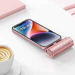 Mini Power Bank Lipstick 5000mAh VEGER W0573 - Ενσωματωμένη έξοδος USB-C , ροζ - Image 4