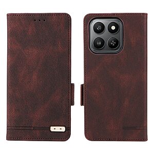 Flip Πορτοφόλι από Συνθετικό Δέρμα (PU) με TPU για το Honor 400 Smart σε Καφέ χρώμα με θήκη κάρτας και βάση στήριξης.