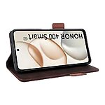 Flip Πορτοφόλι από Συνθετικό Δέρμα (PU) με TPU για το Honor 400 Smart σε Καφέ χρώμα με θήκη κάρτας και βάση στήριξης.