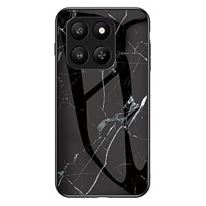 Σκληρή Πλάτη PC + Tempered Glass για Honor 400 Smart 5G / 400 Smart 4G / X7d 4G από OEM με μοτίβο μαρμάρου σε Μαύρο χρώμα.