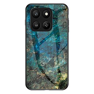 Σκληρή Πλάτη PC + Tempered Glass για Honor 400 Smart 5G / 400 Smart 4G / X7d 4G από OEM σε Σμαραγδί χρώμα με μάρμαρο μοτίβο.