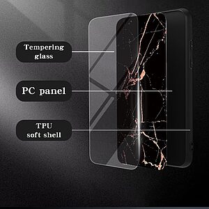 Σκληρή Πλάτη PC + Tempered Glass για Honor 400 Smart 5G / 400 Smart 4G / X7d 4G από OEM σε Σμαραγδί χρώμα με μάρμαρο μοτίβο.