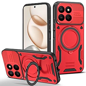 Σκληρή Πλάτη PC+TPU για Honor 400 Smart από OEM σε Κόκκινο χρώμα με ενσωματωμένο μαγνήτη και περιστρεφόμενο Stand 360°.