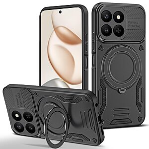 Σκληρή Πλάτη PC+TPU για Honor 400 Smart από OEM σε Μαύρο χρώμα με ενσωματωμένο μαγνήτη και περιστρεφόμενο Stand 360°.