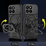 Σκληρή Πλάτη PC+TPU για Honor 400 Smart από OEM σε Μαύρο χρώμα με ενσωματωμένο μαγνήτη και περιστρεφόμενο Stand 360°.