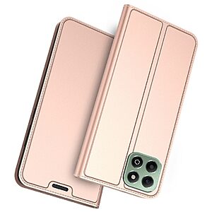 Flip Πορτοφόλι από Συνθετικό Δέρμα (PU) με TPU για το Honor 400 Smart σε Ροζ Χρυσό χρώμα με θήκη κάρτας και ενσωματωμένη βάση στήριξης.