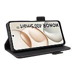 Flip Πορτοφόλι από Συνθετικό Δέρμα (PU) με TPU για το Honor 400 Smart σε Μαύρο χρώμα, με θήκες καρτών και ενσωματωμένη βάση στήριξης.