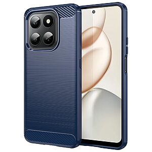 Πλάτη TPU για το Honor 400 Smart σε Μπλε χρώμα με υφή Carbon Fiber και επιφάνεια Brushed για προστασία από γρατζουνιές και κρούσεις.