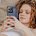 Πλάτη TPU για το Honor 400 Smart σε Μπλε χρώμα με υφή Carbon Fiber και επιφάνεια Brushed για προστασία από γρατζουνιές και κρούσεις.