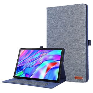 Flip Θήκη από Συνθετικό Δέρμα (PU) με TPU για Lenovo Idea Tab Plus από OEM σε Μπλε χρώμα με θήκες καρτών και ρυθμιζόμενο Stand.