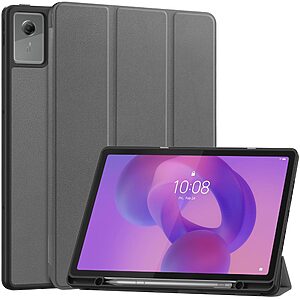 Flip Θήκη από Συνθετικό Δέρμα (PU) με TPU για το Lenovo Idea Tab Plus σε Γκρι χρώμα με Stand, υποδοχή για στυλό και Auto Wake/Sleep.