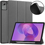 Flip Θήκη από Συνθετικό Δέρμα (PU) με TPU για το Lenovo Idea Tab Plus σε Γκρι χρώμα με Stand, υποδοχή για στυλό και Auto Wake/Sleep.