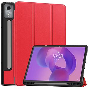 Flip Θήκη από Συνθετικό Δέρμα (PU) για Lenovo Idea Tab Pro από OEM σε Κόκκινο χρώμα με τριπλή βάση στήριξης και θήκη γραφίδας.