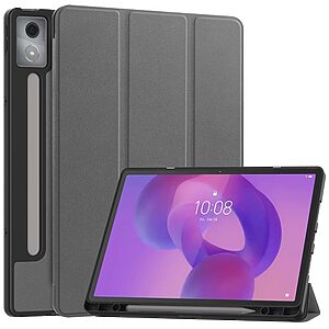 Flip Θήκη από Συνθετικό Δέρμα (PU) για το Lenovo Idea Tab Pro από OEM σε Γκρι χρώμα με τριπλό Stand και υποδοχή γραφίδας.