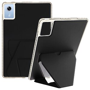 ΘΗΚΕΣ ΚΙΝΗΤΩΝ ΑΞΕΣΟΥΑΡ LENOVO K5 Note 17 Πλάτη από Συνθετικό Δέρμα (PU) με TPU για Lenovo Tab K11 Gen 2 / Idea Tab / Xiaoxin Pad 11 2025 από OEM σε Μαύρο χρώμα με ενσωματωμένο Stand.