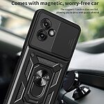 Σκληρή Πλάτη PC+TPU για Motorola Moto G55 5G από OEM σε Κόκκινο χρώμα με περιστρεφόμενο Stand και προστασία φακού κάμερας.