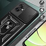 Σκληρή Πλάτη PC+TPU για Motorola Moto G55 5G από OEM σε Μαύρο χρώμα με περιστρεφόμενο Stand και προστασία φακού κάμερας.
