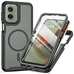 Σκληρή Πλάτη PC+TPU για Motorola Moto G55 5G από OEM σε Μαύρο χρώμα με 360° προστασία, μαγνητικό δαχτυλίδι και ενσωματωμένο προστατευτικό οθόνης PET.