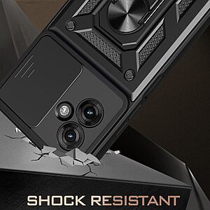 Σκληρή Πλάτη PC+TPU για Motorola Moto G55 5G από OEM σε Μπλε χρώμα με περιστρεφόμενο Stand και προστασία φακού κάμερας.